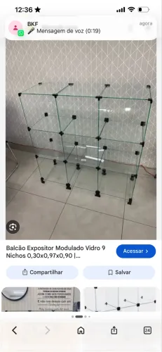 Balcão expositor modulado vidro 9 nichos