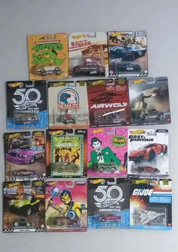 Lote Com 15 Hot Wheels Premium Velozes Temáticos drag bus vw 1/64