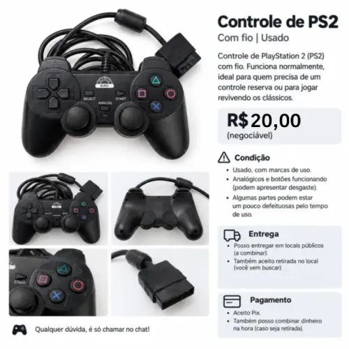 Controle de ps2 genérico com fio
