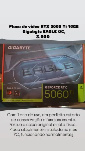 RTX 5060 Ti 16GB - venda somente em PVH