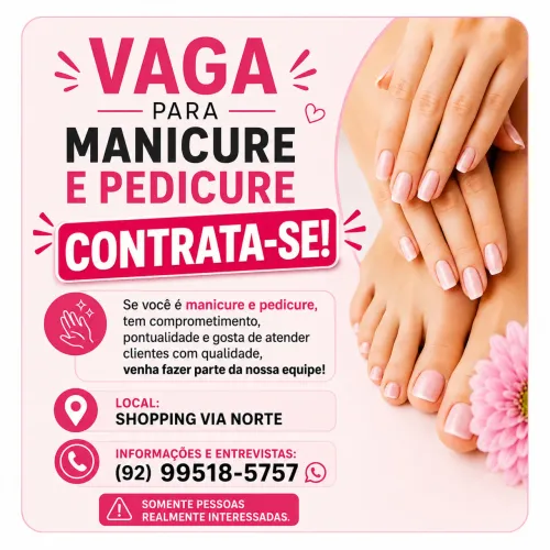 Vaga para Manicure e Pedicure