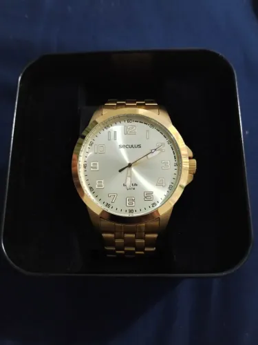 Relógio Seculus masculino dourado