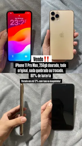 Vendo iPhone 11 Pro Max , 1900$ parcelo em até 12x no crédito com taxa da maquininha