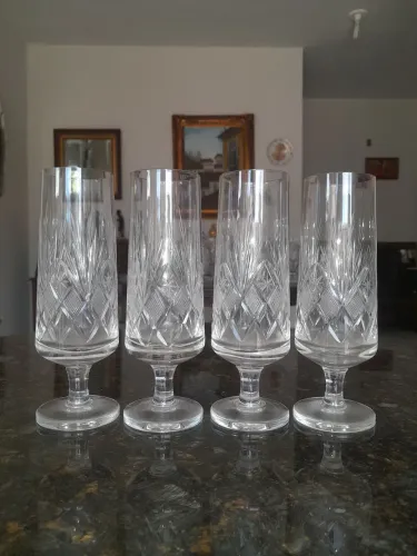Conjunto 4 taças cristal flute para champanhe e