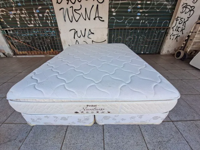 Cama box Queen size colchão probel molas ensacadas bambu