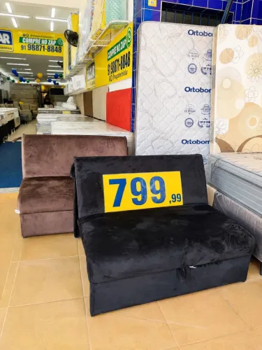 Sofá Cama em Veludo Premium 