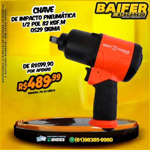 Chave De Impacto Pneumática 1/2 Pol 82 Kgf.m 0529 Sigma