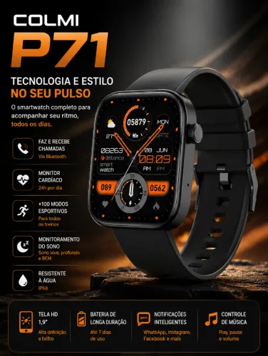 Smatwatch Colmi P71 Ultra Relógio Inteligente Preto
