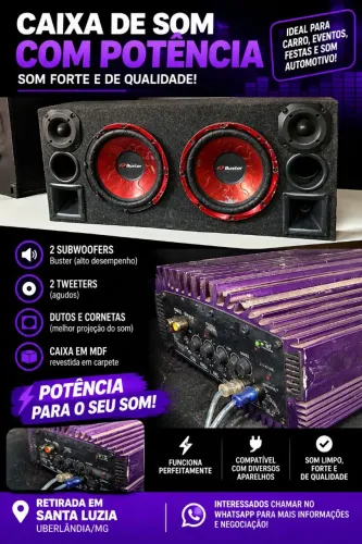 CAIXA DE SOM COM POTÊNCIA - BUSTER + MÓDULO