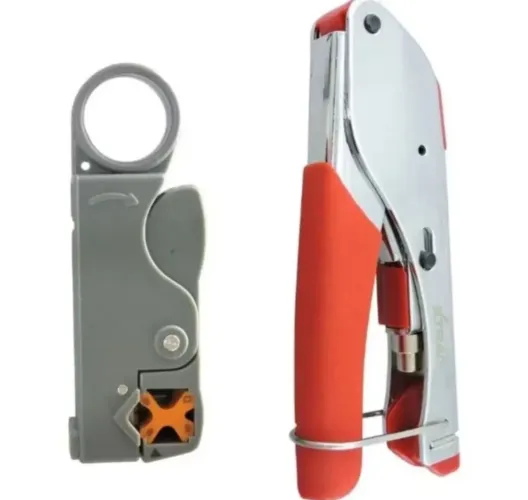 Kit Decapador e Alicate Crimpar Compressão cabo Rg59 Rg6 Coaxial