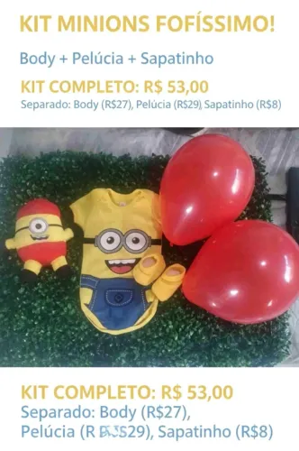 Roupinha para bebê. Personagem Mimions