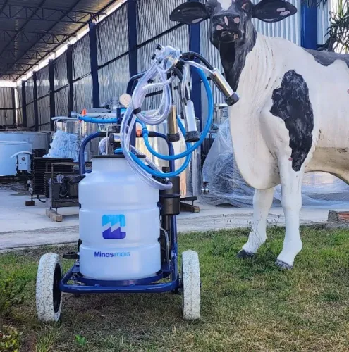 Ordenhadeira Móvel 1 Conjunto - Motor 1CV, Bomba 300, Estrutura Reforçada 