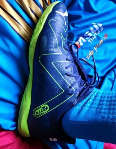 Chuteira Futsal Puma Future Play IT BDP Azul/Verde.<br>