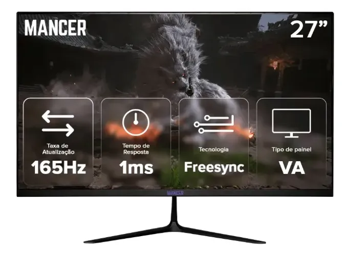 Monitor Gamer 165hz Mancer Horizon Z Pro 27 Pol 1ms HDMIN/DP Cor Preto