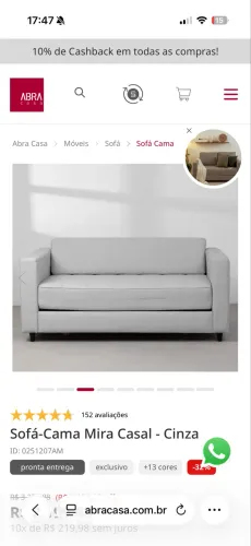 Sofa cama linho cinza