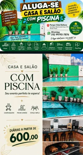 Ideal para sua festa, reunião em família ou um lazer com amigos.