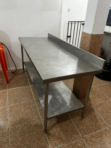 MESA INOX PARA RESTAURANTE COM BANCADA 1,80 X 0,90