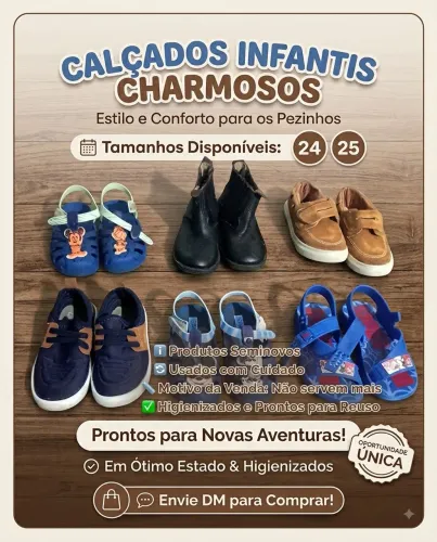 6 pares de Sapatos infantis seminovos