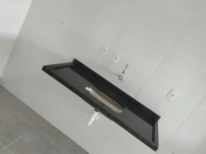 Pia/Bancada de granito preto (Verde Ubatuba) com cuba inox - 1,20 m