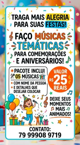 Músicas personalizadas para Festas e eventos em Geral