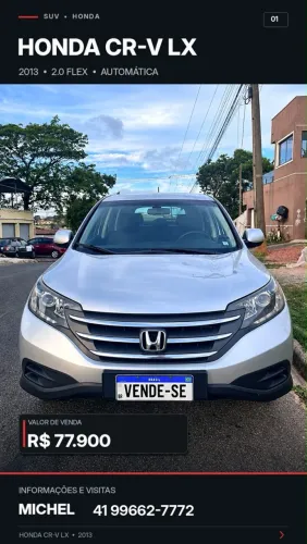 Honda CR-V LX 2.0 16V 2wd/2.0 Flexone Aut. 2013