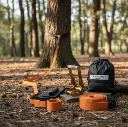 Kit Slackline com Catraca e Fita 15 Metros