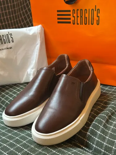Sapato Slip-On Sergio's Couro Marrom - TAMANHO 38 (NOVO)