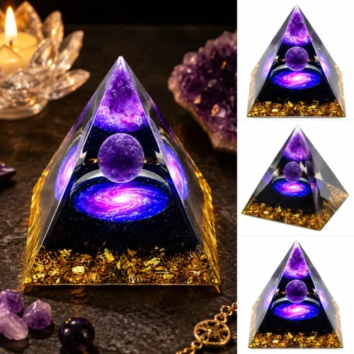 Bola de Cristal de Ametista Decoração Pirâmide