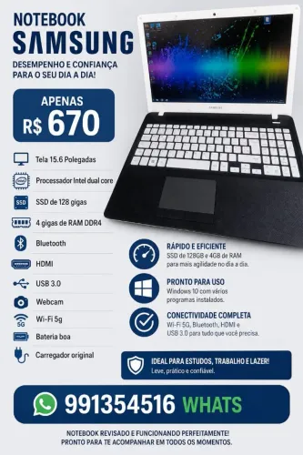 Notebook bom para estudos com 4 gigas de RAM ddr4, ssd  de 128 gigas, Windows 11 
