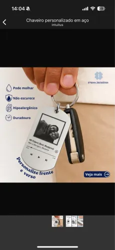Chaveiro personalizável aço - Não escurece