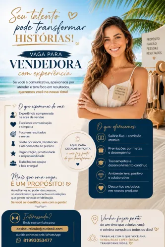 Vaga para vendedora