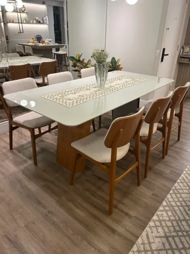 Mesa de Jantar 2,00x1,00 com tampo de vidro