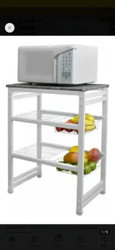 Mesa p/micro-ondas com fruteira, tampo granito