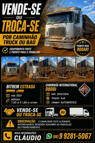 Vende-se ou troca por baú ou caminhão truk
