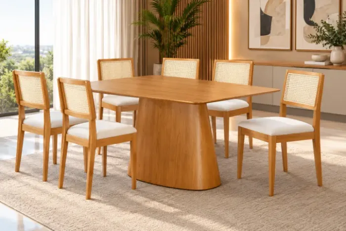Conjunto de Mesa com 6 Cadeiras Dubai (NOVO A PRONTA ENTREGA)