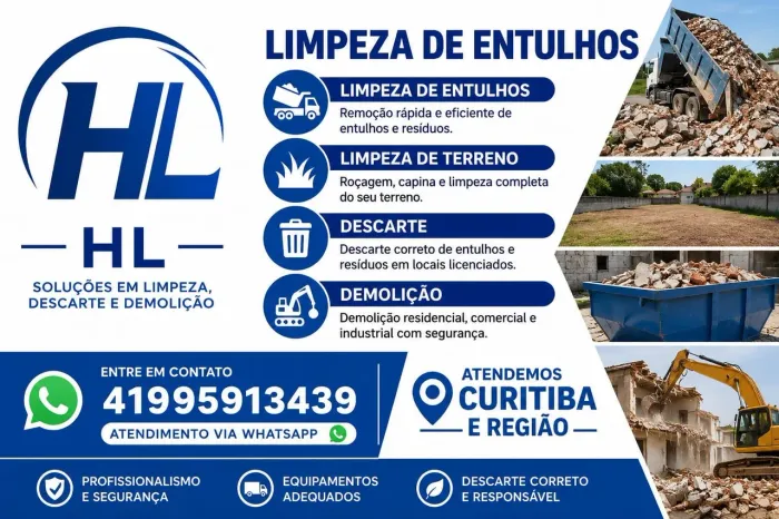 Limpeza de entulhos e demolição