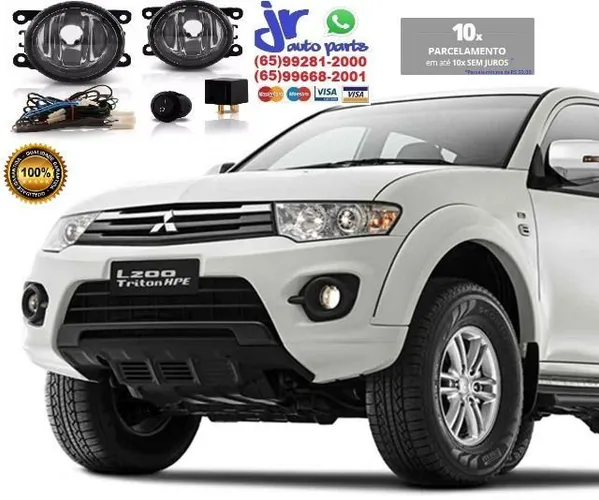 Kit Farol Auxiliar Mitsubishi L200 Triton 2013 2014 Botão Universal - Milha/Neblina