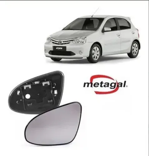 Lente Retrovisor Toyota Etios 2014 / 2015 - L Direito - Lente C/ Placa - Metagal