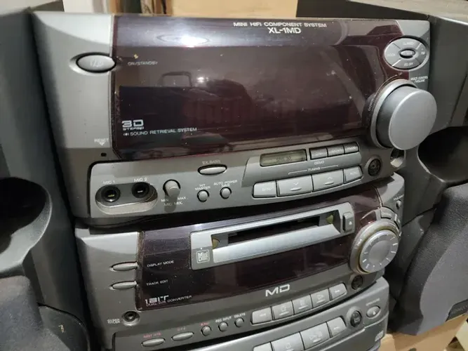 Som Kenwood com MD, CD, receiver e 2 caixas originais