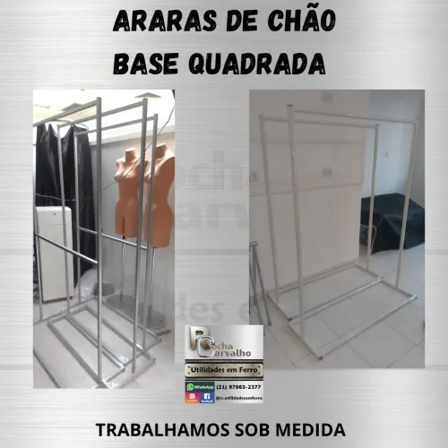 Arara de Chão com Base Quadrada - Produção Sob Medida | Encomenda Personalizada