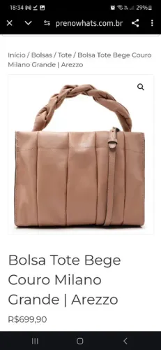 Bolsa tote couro Arezzo couro
