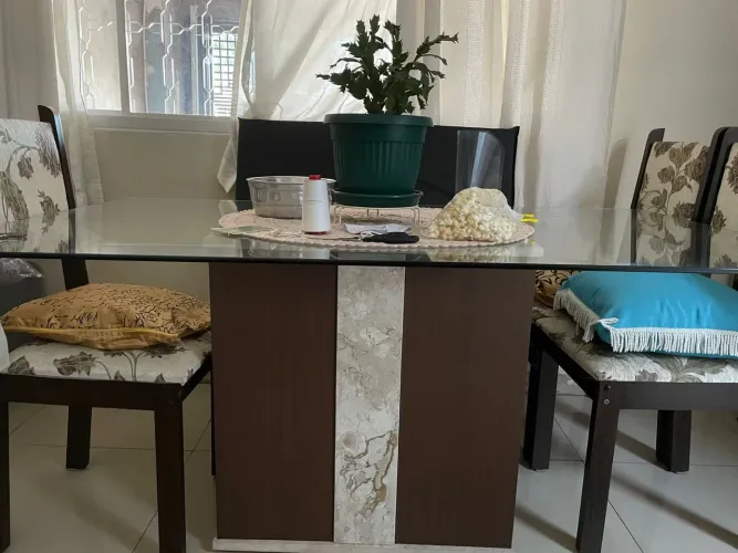 Mesa de jantar e aparador mármore travertino