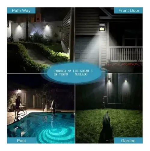 Arandela Luminaria Solar Sensor Presença Resiste Água