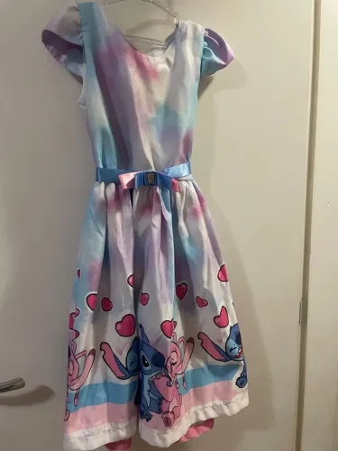 Vestido Infantil Estampado Stitch e Angel