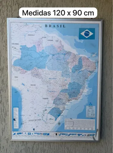 Mapa do Brasil emoldurado 120x90 cm