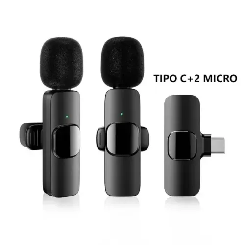 Microfone de Lapela K9 Vlog Sem Fio Alta Definição Compatível IPhone e TIPO C