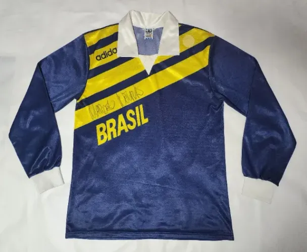 Rara Camisa da Seleção Brasileira de Vôlei 1992 adidas manga longa Autografada Marcelo Ne