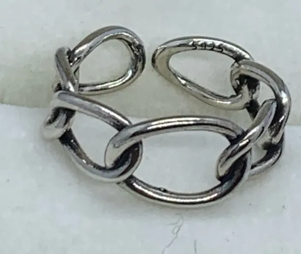 Anel de prata 925 designer elos tamanho ajustável