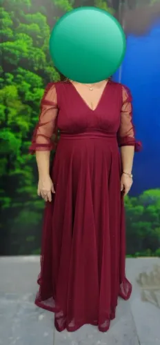 Aluguel de Vestido de Vestido Vermelho Vinho / Marsala Para Festas