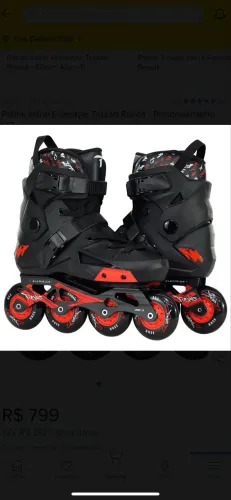 Patins Inline Freestyle Traxart Preto e Vermelho
